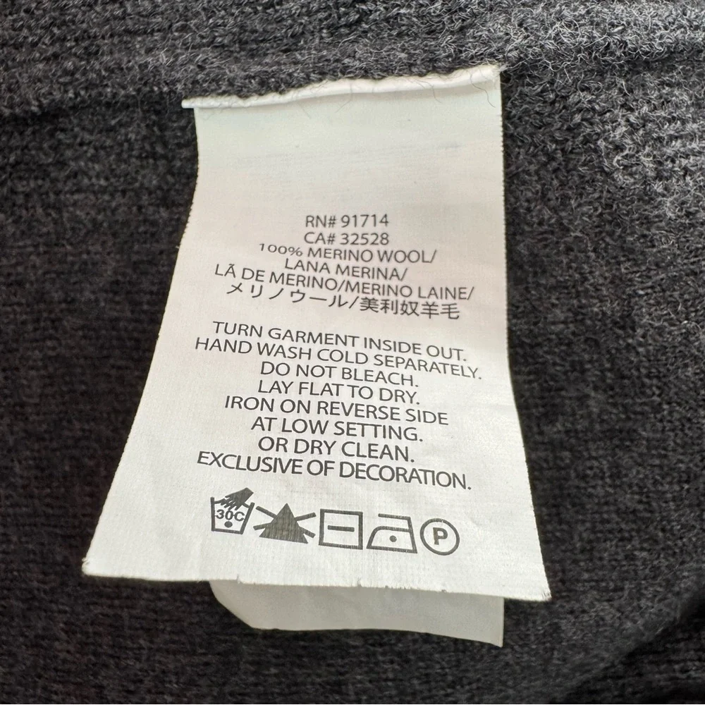 Armani Exchange Merino Wool 3/4 Button Mock Neck Sweater Gray Slim Fit Size XXL